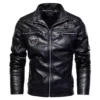 Men Motorcycle Windbreaker Slimfit Black Jacket