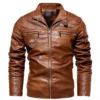 Men Motorcycle Windbreaker Slimfit Brown Jacket