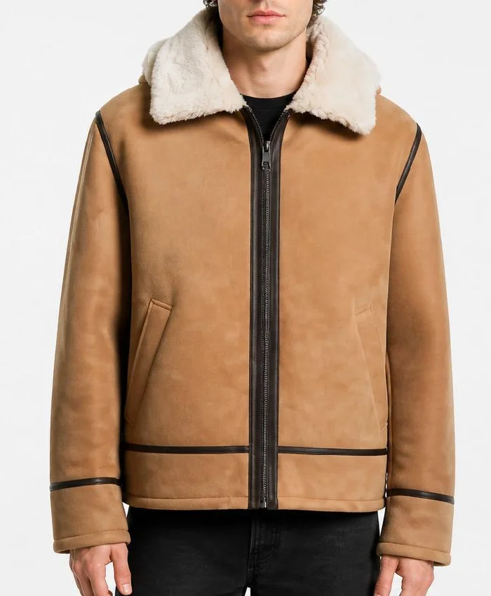Mens B3 Fur Aviator Shearling Bomber Jacket