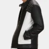 Mens Black With Spiked Studded On Shoulder Leather Jacket