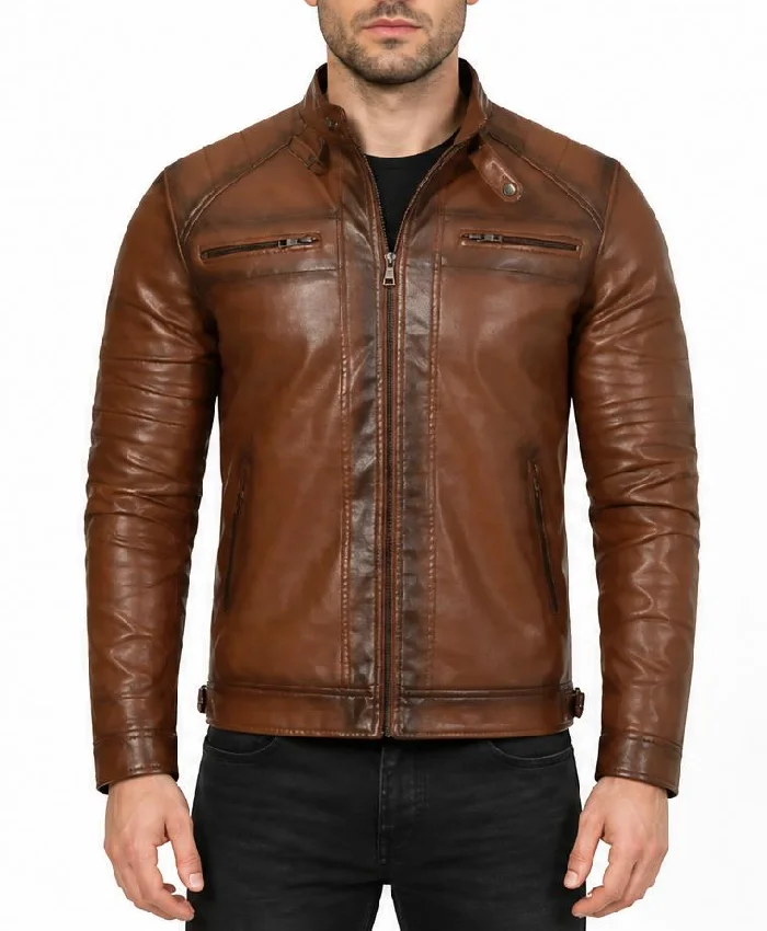 Mens Cruiser Brown Leather Jacket