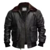Mens G-1 Flight Distressed Black Bomber Jacket