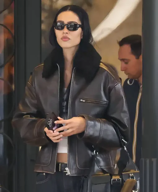 Milan Fashion Week Amelia Gray Hamlin Leather Jacket