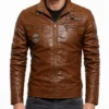 Motorcycle Windbreaker Slimfit Brown Jacket Mens
