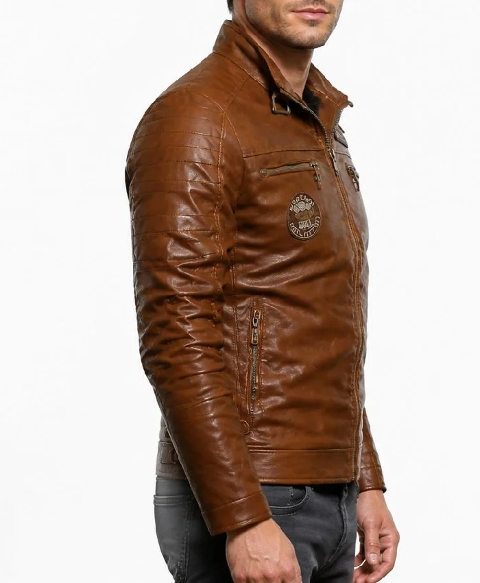 Motorcycle Windbreaker Slimfit Brown Jacket for Men