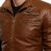 Motorcycle Windbreaker Slimfit Brown Jacket for Mens