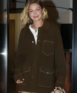 New York Fashion Week Gigi Hadid Brown Jacket