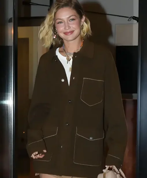 New York Fashion Week Gigi Hadid Brown Jacket
