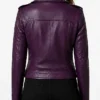 Purple Biker Studded Leather Jacket For Women