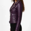 Purple Biker Studded Leather Jacket Womens