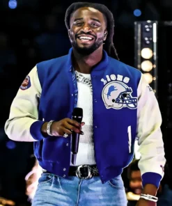 Shaboozey Thanksgiving Halftime Show Lions Varsity Jacket