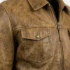 Brown Distressed Leather Jacket for sale