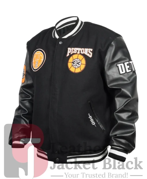 Detroit Pistons City Edition Varsity Jacket in Black