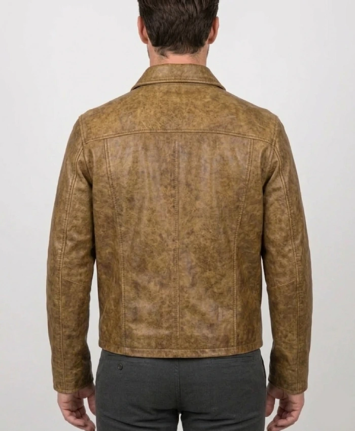 Mens Distressed Leather Brown Jacket
