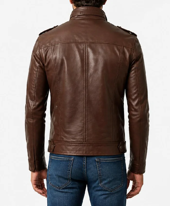 Slimfit Brown Strap Pocket Jacket For Men