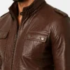 Slimfit Brown Strap Pocket Jacket Men