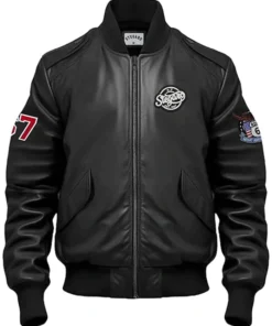 Stegaro Bomber Leather Black Jacket