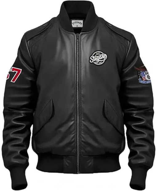 Stegaro Bomber Leather Black Jacket