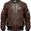 Stegaro Brown Bomber Leather Jacket