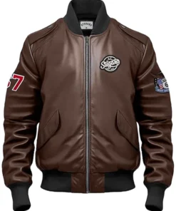 Stegaro Brown Bomber Leather Jacket
