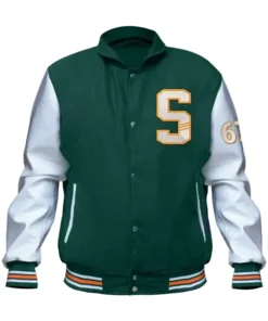 Stegaro Green And White Varsity Jacket