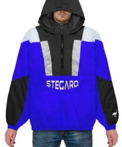 Stegaro Hooded Blue And Black Jacket