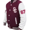 Stegaro Maroon And White Varsity Jacket