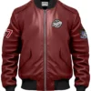Stegaro Maroon Bomber Leather Jacket
