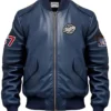 Stegaro Navy Blue Bomber Leather Jacket