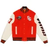 Stegaro Orange And White Varsity Jacket