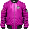 Stegaro Pink Bomber Leather Jacket