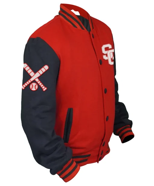 Stegaro Red And Black Letterman Varsity Jacket