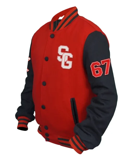 Stegaro Red And Black Letterman Varsity Jacket For Sale