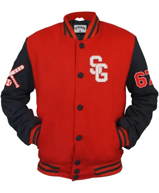 Stegaro Red And Black Varsity Jacket