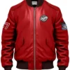 Stegaro Red Bomber Leather Jacket