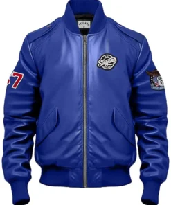 Stegaro Royal Blue Bomber Leather Jacket