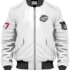 Stegaro White Bomber Leather Jacket