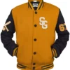 Stegaro Yellow And Black Varsity Jacket