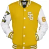 Stegaro Yellow And White Varsity Jacket