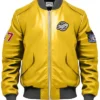 Stegaro Yellow Bomber Leather Jacket