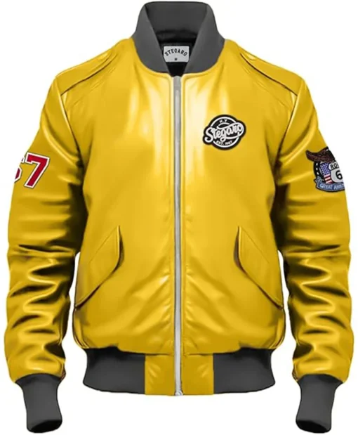 Stegaro Yellow Bomber Leather Jacket