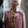 The Madness Elena Powell Biker Pink Leather Jacket