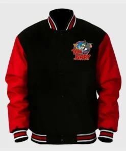 Tom And Jerry Black And Red Varsity Jacket