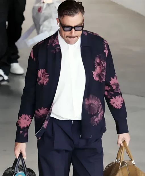 Travis Kelce Pink Flower Black Jacket