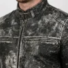 Vintage Retro Distressed Antique Black Jacket For Men