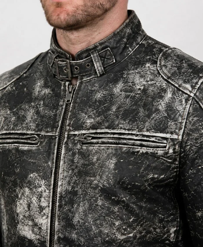 Vintage Retro Distressed Antique Black Jacket For Men