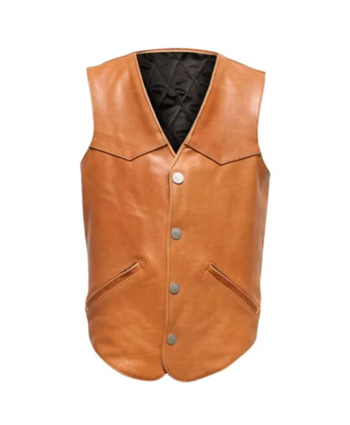 Western Style Leather Brown Vest