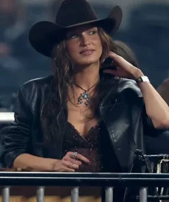 Yellowstone S05 Bella Hadid Black Leather Jacket