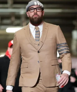 AFC Championship Game 2025 Travis Kelce Brown Suit