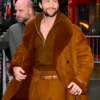 Aaron-Taylor-Johnson-Brown-Shearling-Leather-Coat